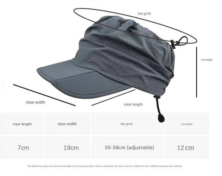 Grey Women's Foldable Sun Visor Cap Quick Dry Packable Empty Top Hat Adjustable Drawstring for Running Hiking and Summer Travel - Image 2