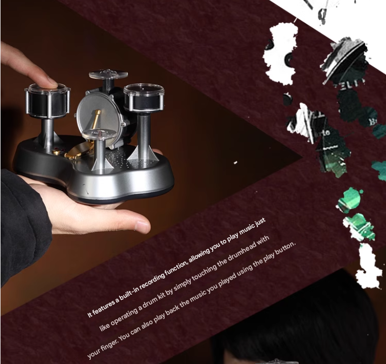 Mini Electronic Finger Drum Set Touch Sensitive Desktop Percussion Toy with Light-Up Game Mode Novelty Gift for Kids and Musicians - Image 4