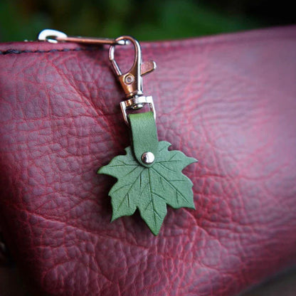 Orange 3 Pack PU Leather Maple Leaf Keychain Set Vintage Style Autumn Leaf Keyring Bag Charm Pendant for Women Handbag and Car Keys - Image 2