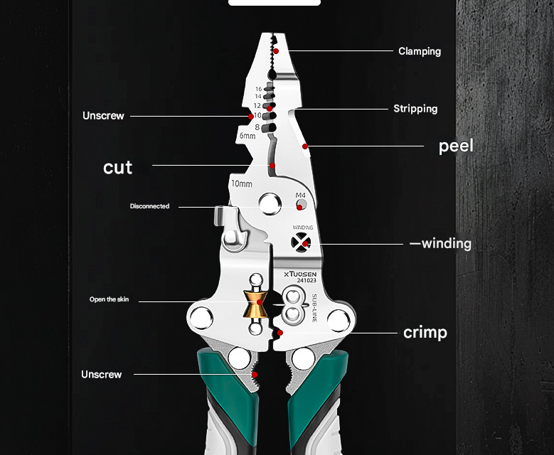 Multi-Function Wire Stripper and Crimper Pliers 210mm All-in-One Electrical Tool for Cutting Stripping and Winding - Ideal for Professional and DIY Use - Image 2