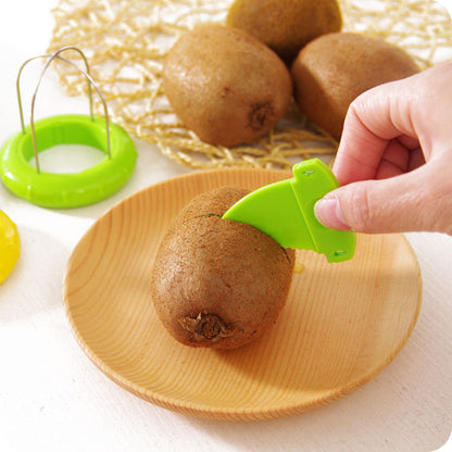 Green 4 Pack Kiwi Fruit Cutter and Peeler Tool with Detachable Knife - Stainless Steel Wire Slicer for Dragon Fruit & Soft Fruits - Mess-Free Kitchen Gadget - Image 3