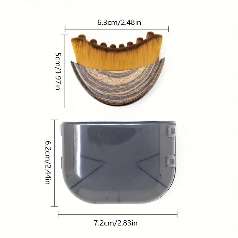 Two-piece Facial Contour and Massage Brush with Storage Case - Soft High-Density Bristles for Face Neck & Lymphatic Care - Portable Ergonomic Design (Wood Pattern) - Image 3