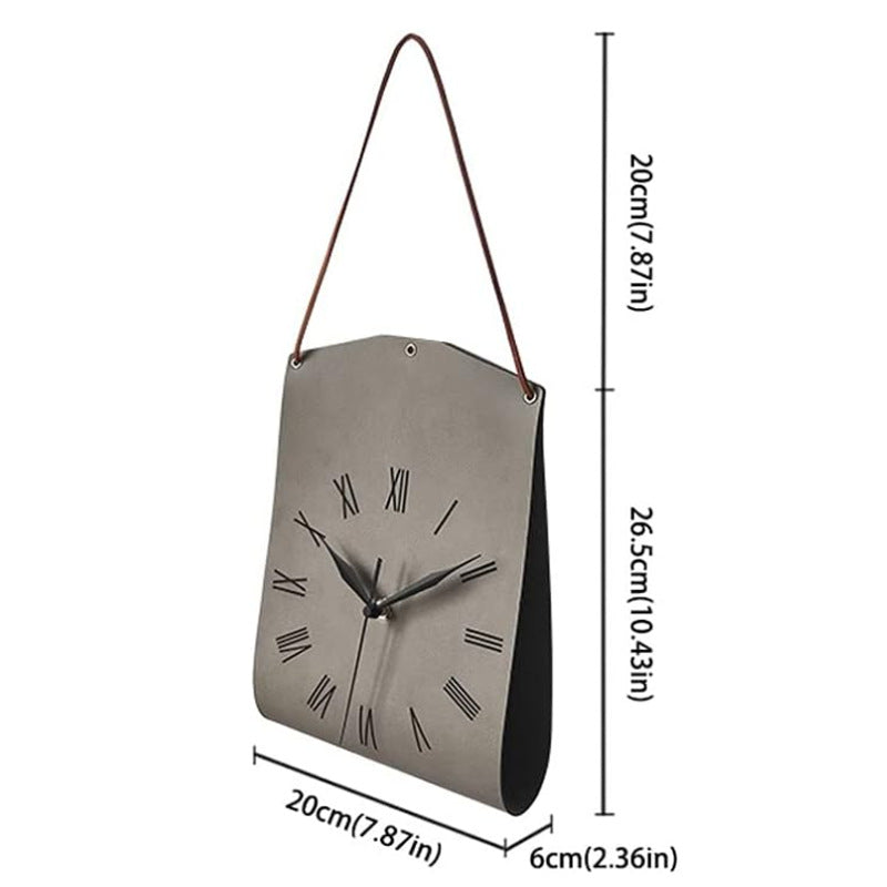 Red Nordic Style PU Leather Hanging Wall Clock Vintage Industrial Design with Roman Numerals Creative Art Timepiece for Cafe Living Room and Office - Image 2