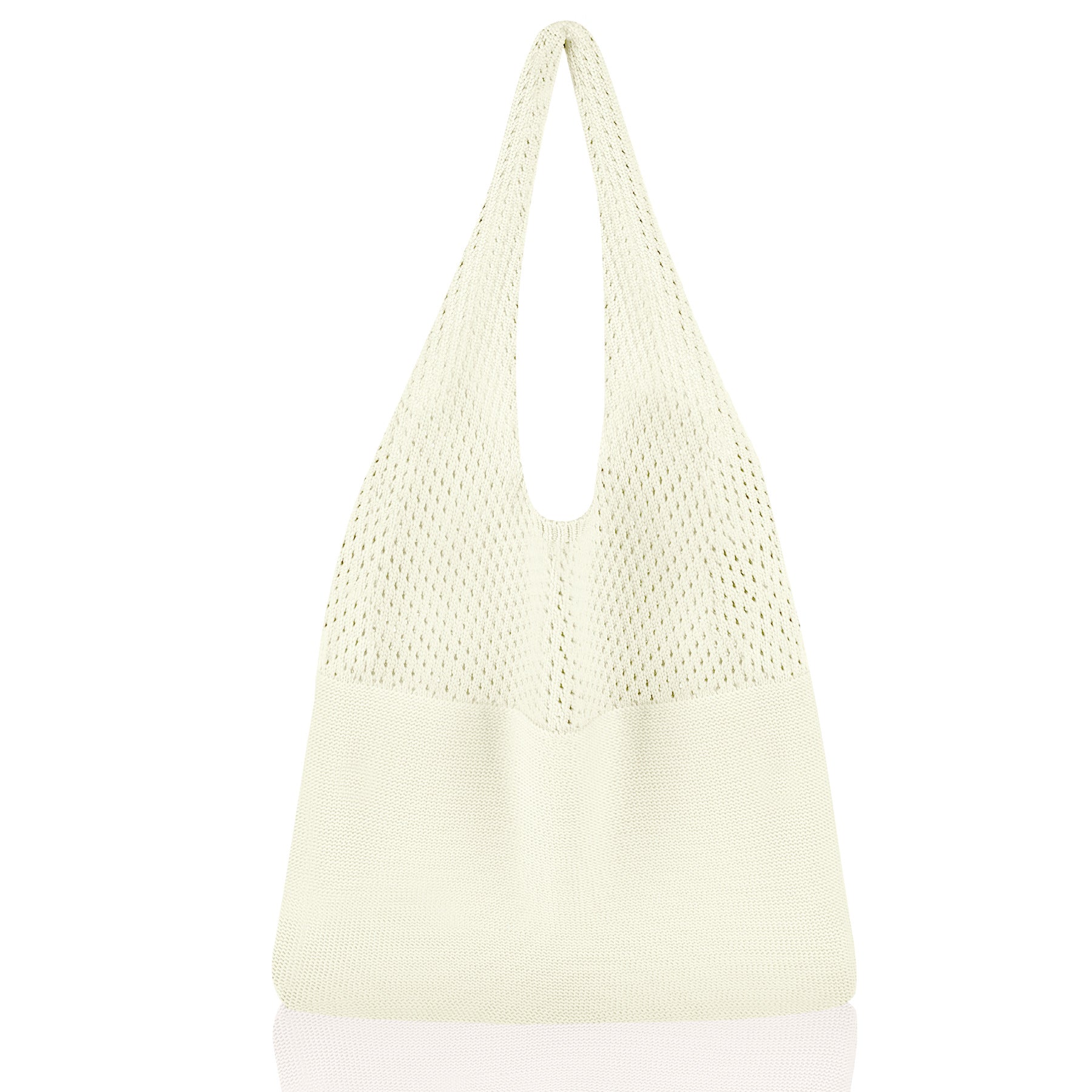 White Women's Large Mesh Beach Tote Bag Boho Crochet Shoulder Shopper Reusable Eco Grocery Net Bag for Summer Travel and Markets