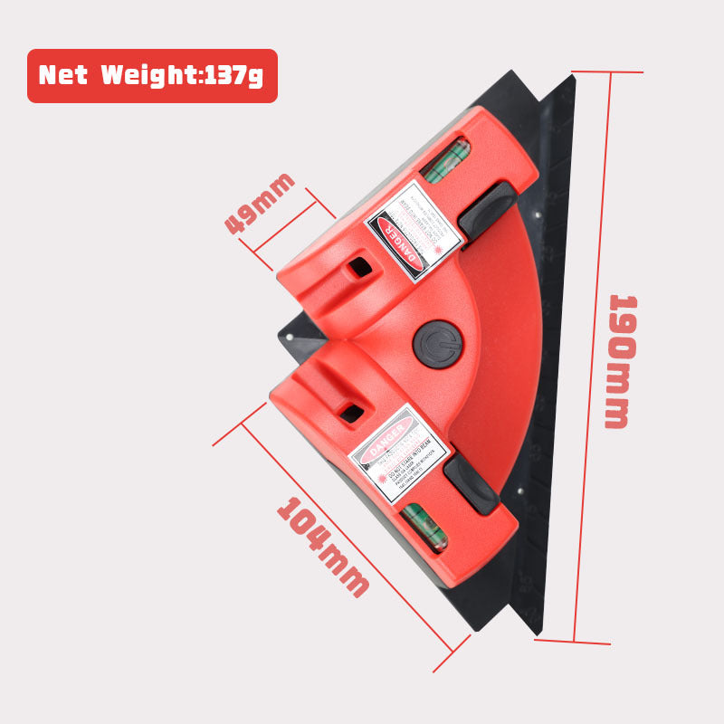 Red 90 Degree Laser Square Level Tool - Right Angle Line Projector for Tiling & Flooring Layout - Dual Bubble Alignment Aid for DIY Renovation (190mm) - Image 2