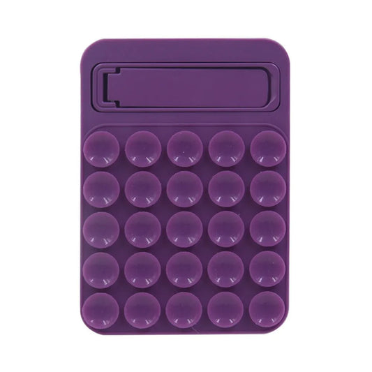 Purple 4 Pack Silicone Suction Phone Mount with Foldable Kickstand - Adhesive Sticky Grip Pad for Mirrors & Glass - 2-in-1 Hands-Free Holder for Content Creation