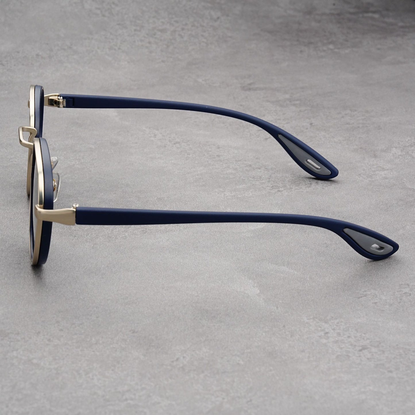 Silver Frame With Blue Rim Retro Round Sunglasses Vintage Metal & PC Frame Casual Classic Style for Men and Women - Lightweight 137mm Width - Image 3