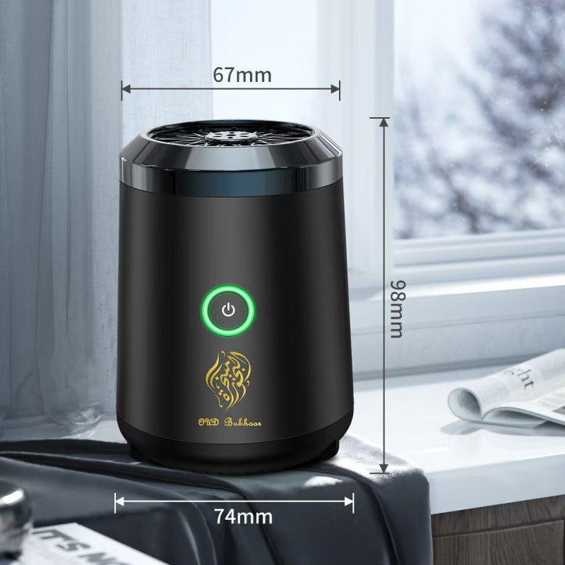 Portable Electric Oud Bukhoor Incense Burner with Speaker - USB Rechargeable Aroma Diffuser for Car and Home - Fits Australian Cup Holders - 98mm - Image 2