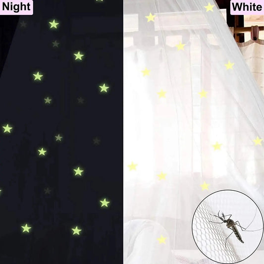 Colorful Glow-in-the-Dark Stars Princess Bed Canopy Mosquito Net for King Queen Beds 250cm Height Extra Large 12m Circumference Australian Decor - Image 2