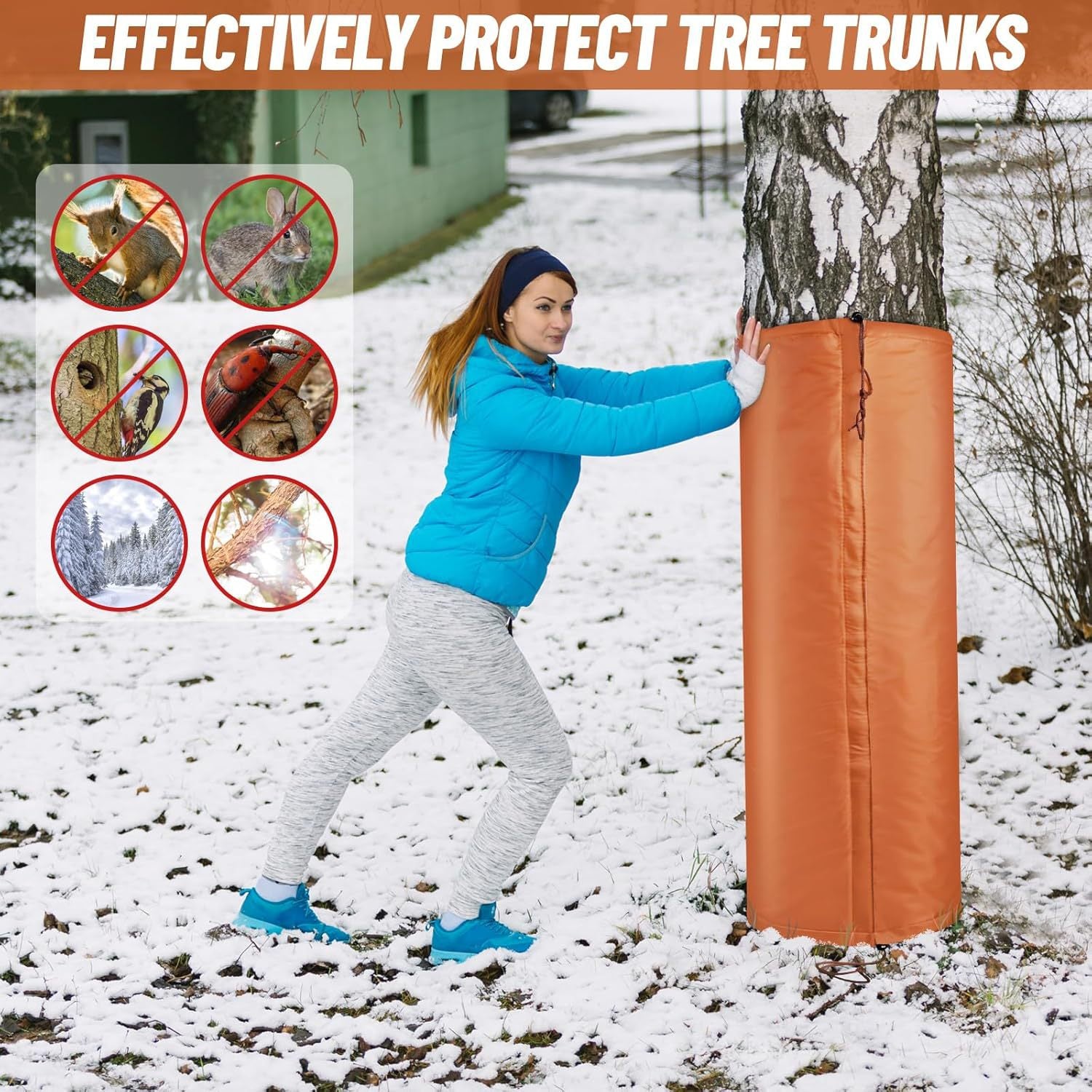 2 Pack Insulated Tree Trunk Protectors 100cm Height Winter Frost Covers for Palm Trees and Saplings - Triple Layer Thermal Garden Plant Protection - Image 2