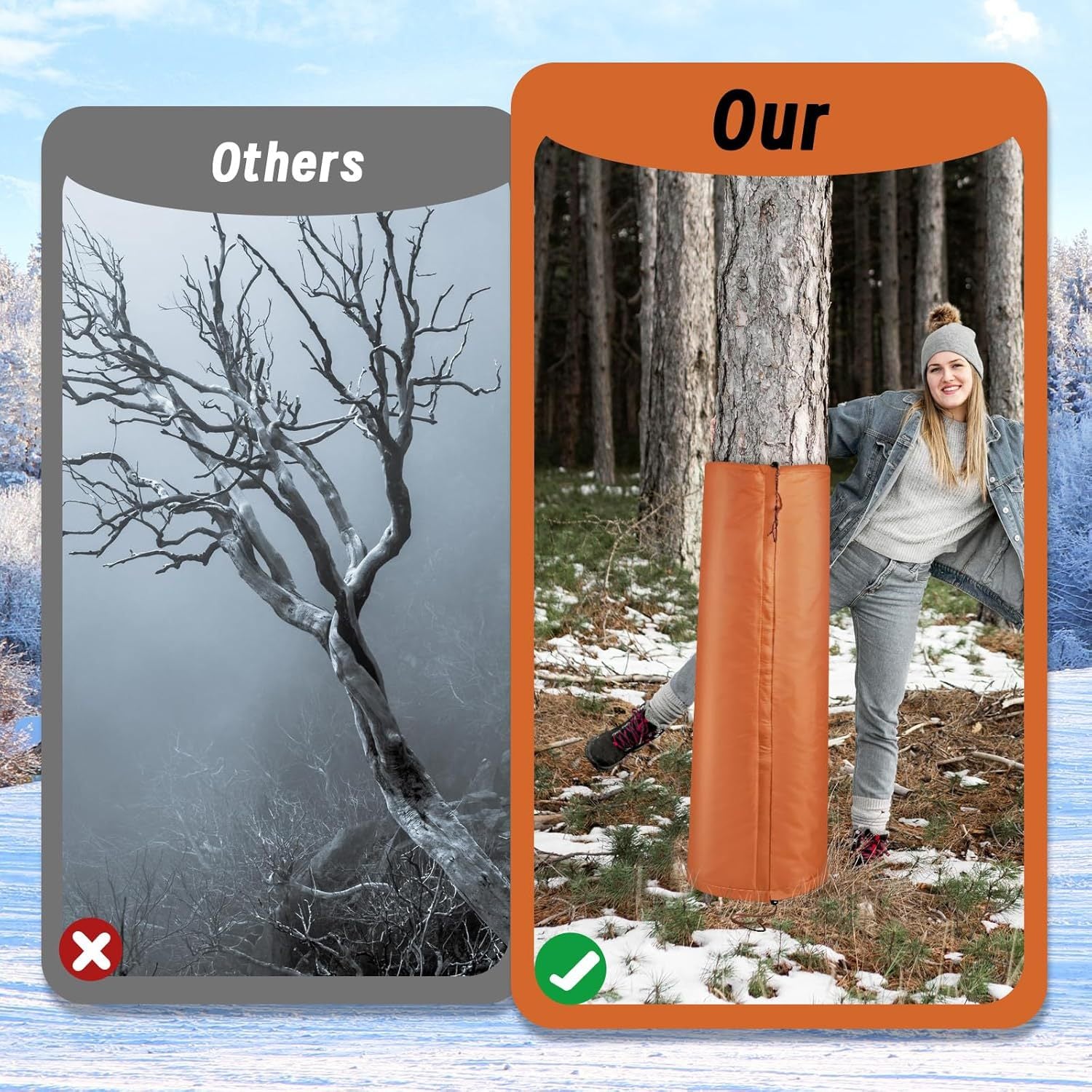 2 Pack Insulated Tree Trunk Protectors 100cm Height Winter Frost Covers for Palm Trees and Saplings - Triple Layer Thermal Garden Plant Protection - Image 3