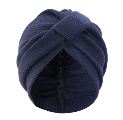 Navy Blue 3 Pack Women's Cotton Waffle Knit Turban Headwrap - Thickened Indian Style Beanie Cap - One Size Fits All for Australian Daily Wear