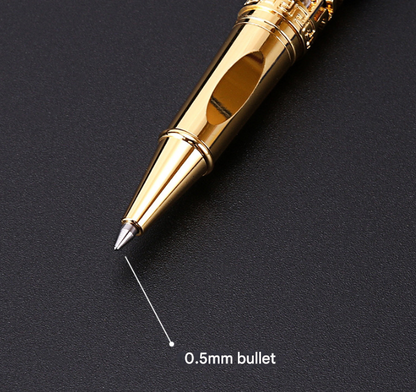 Dark Blue Two-piece Set Luxury Retro Dragon Head Signature Pen Gift Set - Full Metal 0.5mm Rollerball Each Set with 2 Spare Refills for Business and Gifting - Image 2