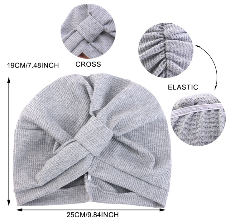 Green 3 Pack Women's Cotton Waffle Knit Turban Headwrap - Thickened Indian Style Beanie Cap - One Size Fits All for Australian Daily Wear - Image 2