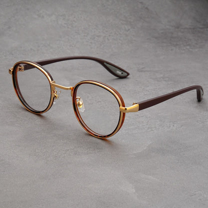 Gold-rimmed Tortoiseshell Frame Retro Round Sunglasses Vintage Metal & PC Frame Casual Classic Style for Men and Women - Lightweight 137mm Width