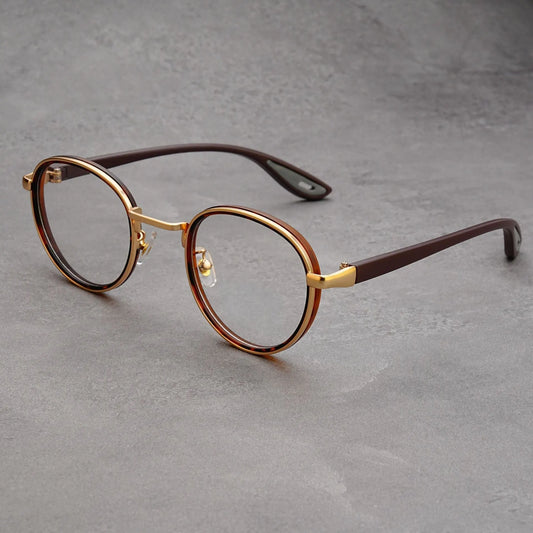 Gold-rimmed Tortoiseshell Frame Retro Round Sunglasses Vintage Metal & PC Frame Casual Classic Style for Men and Women - Lightweight 137mm Width