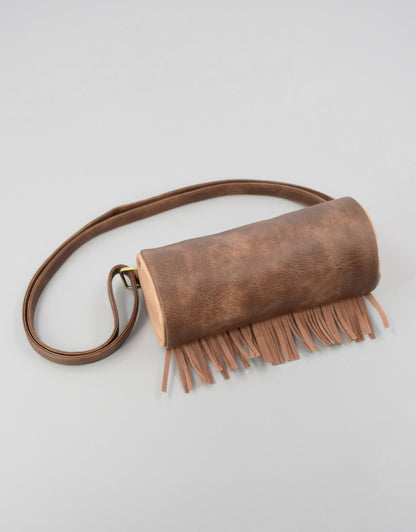 Boho Ethnic PU Leather Cylindrical Crossbody Bag with Embroidery and Fringe - 21cm Vintage Retro Drum Bag for Daily Use - Image 5