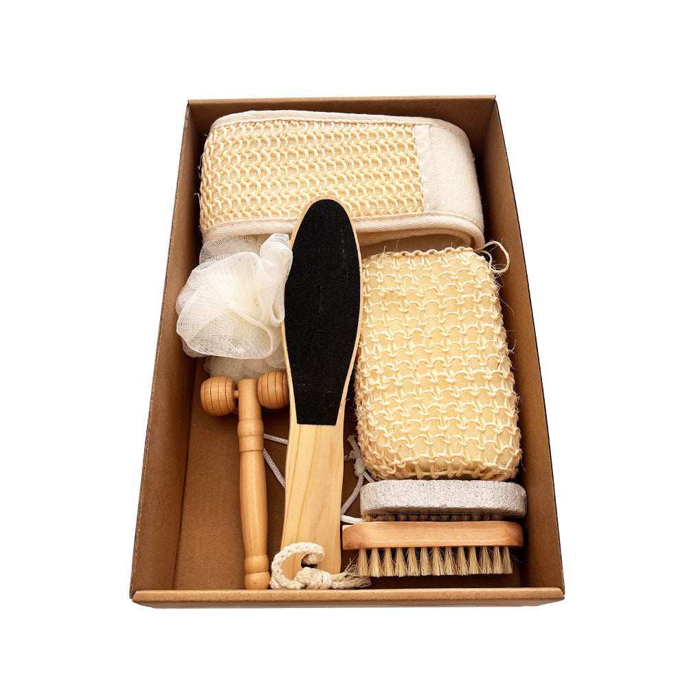 7pcs Natural Spa Bath Gift Set - Includes Body Brush, Sisal Loofah, Pumice Stone and Scrubber - Luxury Home Body Care Kit for Gifting - Image 3