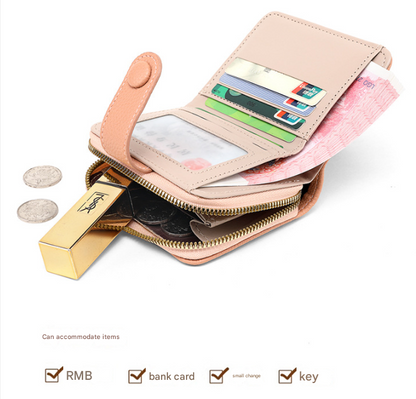 Red-brown Women's Short PU Leather Wallet 2 Pack - Fashion Lychee Grain Purse with Multi Card Slots and Zipper Coin Pocket - Compact Organiser for Daily Use - Image 2