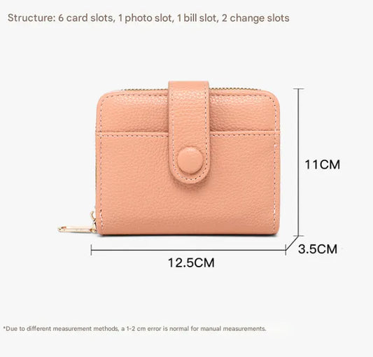 Grey Women's Short PU Leather Wallet 2 Pack - Fashion Lychee Grain Purse with Multi Card Slots and Zipper Coin Pocket - Compact Organiser for Daily Use - Image 3