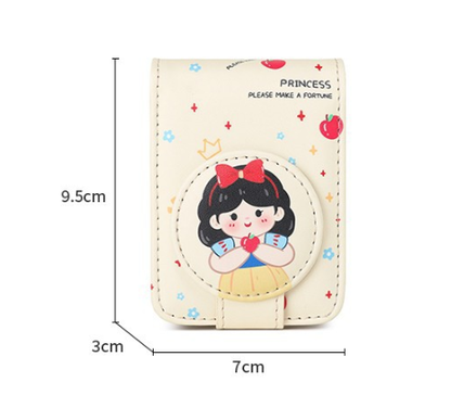 Princess 2 Pack Mini Lipstick Case with Mirror Cute Design Small Makeup Pouch 9.5cm for Handbag Travel Portable Storage - Image 3