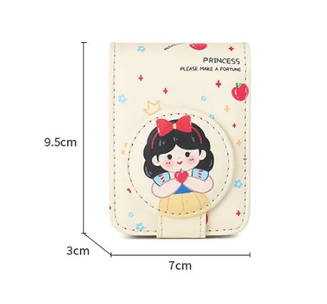 Princess 2 Pack Mini Lipstick Case with Mirror Cute Design Small Makeup Pouch 9.5cm for Handbag Travel Portable Storage - Image 3