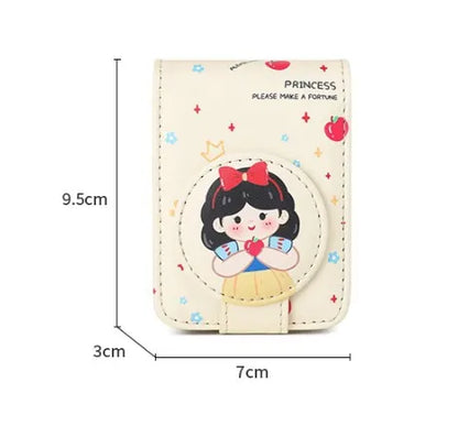 Princess 2 Pack Mini Lipstick Case with Mirror Cute Design Small Makeup Pouch 9.5cm for Handbag Travel Portable Storage - Image 3