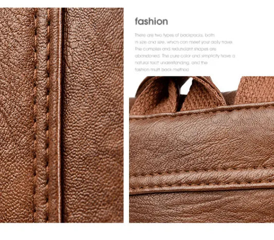 Brown Women's Anti-Theft Backpack Purse Soft Faux Leather Convertible Rucksack Shoulder Bag Large Capacity 31cm for Travel Work Daily Use - Image 3