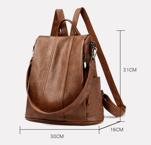 Brown Women's Anti-Theft Backpack Purse Soft Faux Leather Convertible Rucksack Shoulder Bag Large Capacity 31cm for Travel Work Daily Use - Image 5