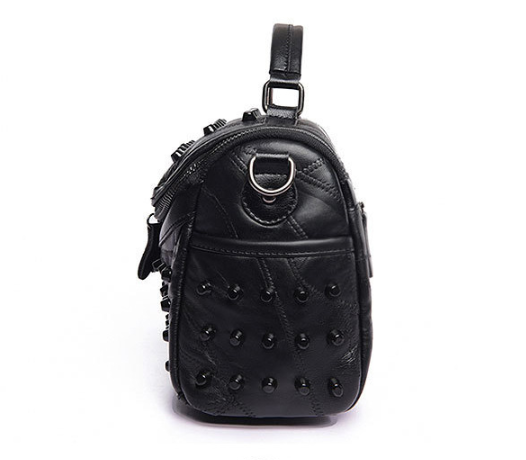 Women's Black Studded Handbag Soft PU Leather Crossbody Shoulder Bag with Rivets Trendy Box Purse 22cm for Travel Party - Image 5
