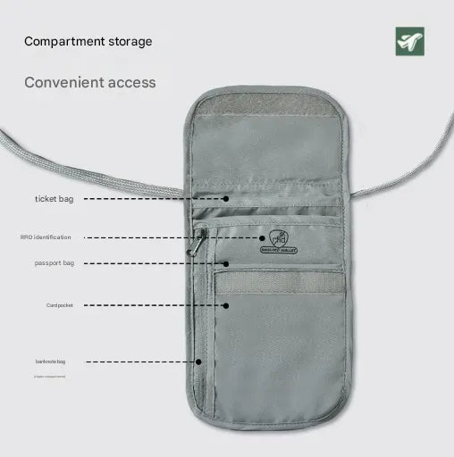 Grey 2 Pack RFID Blocking Travel Neck Pouch Passport Holder & Document Organiser Water Resistant Hidden Security Wallet for International Travel - Image 2