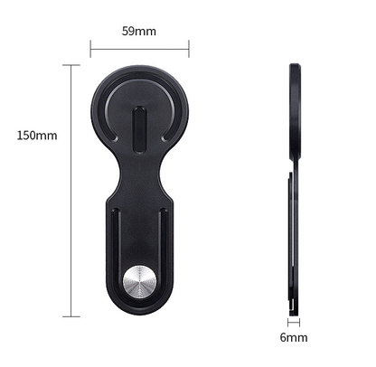 Black Magnetic Laptop Phone Holder Side Mount Expansion Bracket Slim 6mm Foldable Stand with Metal Ring for Dual Screen Work Office Setup - Image 3