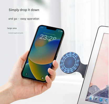 White Magnetic Laptop Phone Holder Side Mount Expansion Bracket Slim 6mm Foldable Stand with Metal Ring for Dual Screen Work Office Setup - Image 4