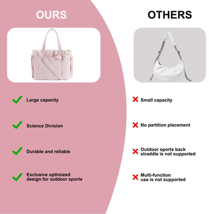 Camel Women's Quilted Puffer Tote Bag Large Capacity Lightweight Bow Handbag with Shoulder Strap 42cm for Gym Travel & Baby Care - Image 4
