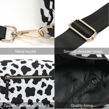 Black Women's Large Crescent Crossbody Bag Lightweight Oxford Cloth Shoulder Sling Purse Adjustable Strap for Travel Gym & Daily Use - Image 3