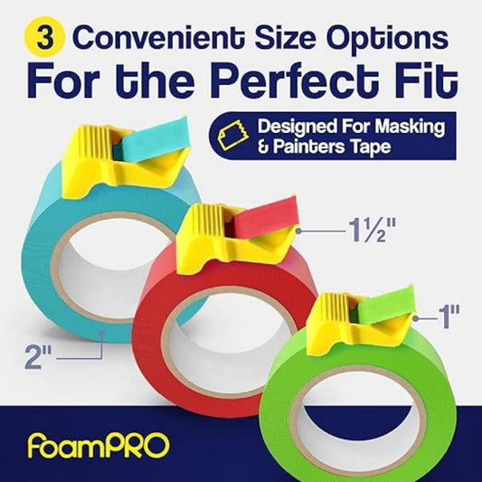 15 Pack Masking Tape Cutter Set (5 x 3 Sizes) Compact Clip-On Dispenser for 1", 1.5" & 2" Rolls Painter's Tape DIY Tool