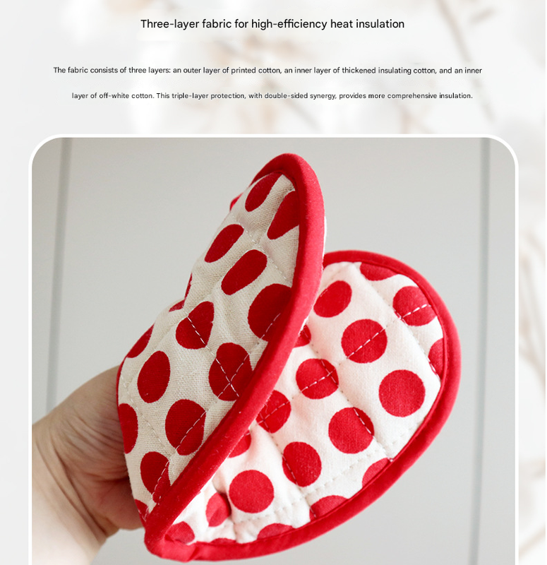 Blue 2 Pack Heart Shaped Oven Mitts Heat Resistant Cotton Pot Holders Double Layer Thick Insulation Kitchen Gloves for Baking Cooking - Image 3