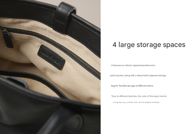 Black Women's Vegetable Tanned Leather Bucket Bag Minimalist Crossbody Handbag with Inner Canvas Pouch for Work Daily Use - Image 2