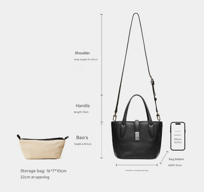 Brown Women's Vegetable Tanned Leather Bucket Bag Minimalist Crossbody Handbag with Inner Canvas Pouch for Work Daily Use - Image 3