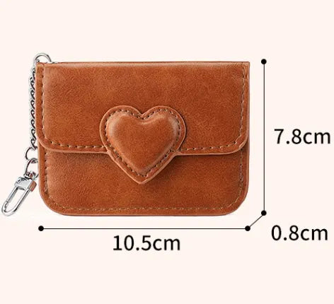 2PCS Black Women's Slim PU Leather Card Holder with Cute Heart Detail and Keychain Clip - Ultra Thin Portable Card Sleeve for Daily Use and Gifting - Image 2