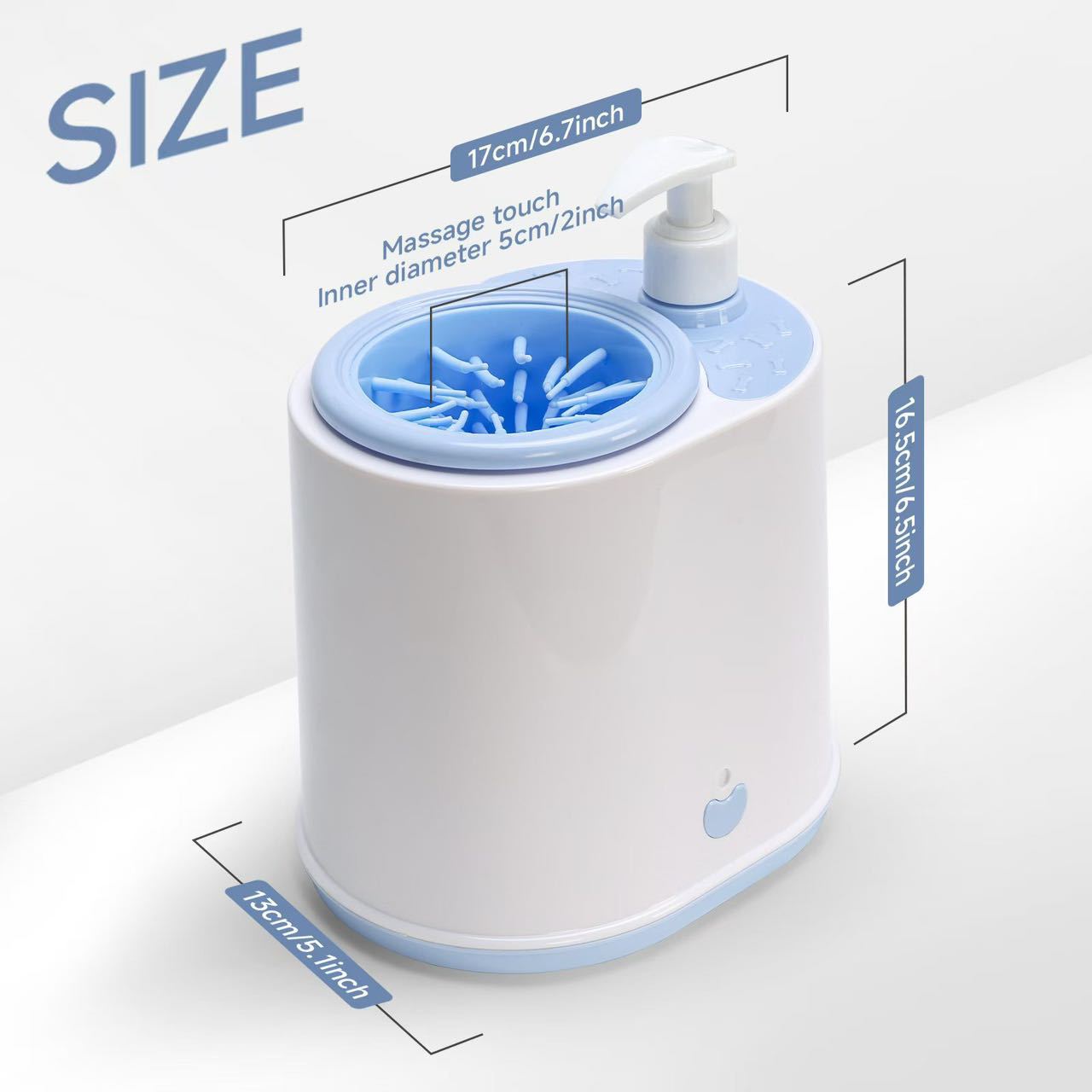 Blue Electric Pet Paw Cleaner Automatic Dog Foot Washer Cup with Built-in Soap Dispenser Soft Silicone Massage Bristles for Small Dogs & Cats - Image 3