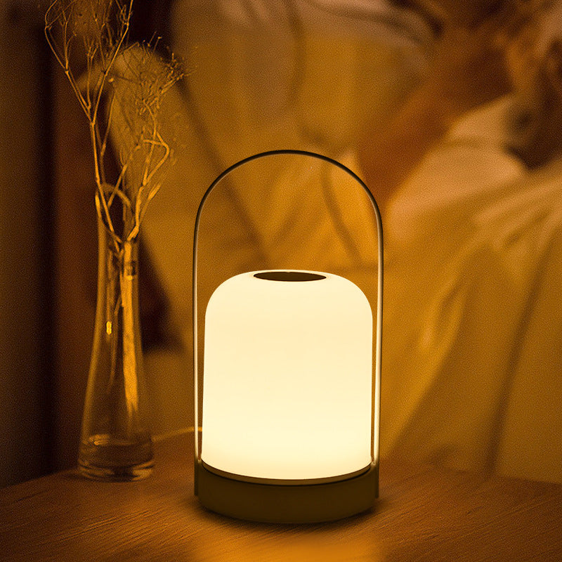 White Portable LED Table Lamp Rechargeable Touch Dimmable Lantern 3 Colour Modes Night Light for Bedroom Camping Outdoor Dining 20cm