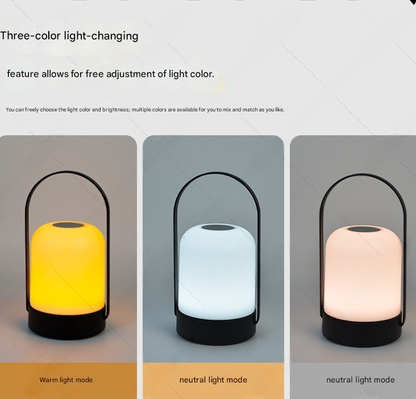 White Portable LED Table Lamp Rechargeable Touch Dimmable Lantern 3 Colour Modes Night Light for Bedroom Camping Outdoor Dining 20cm - Image 3