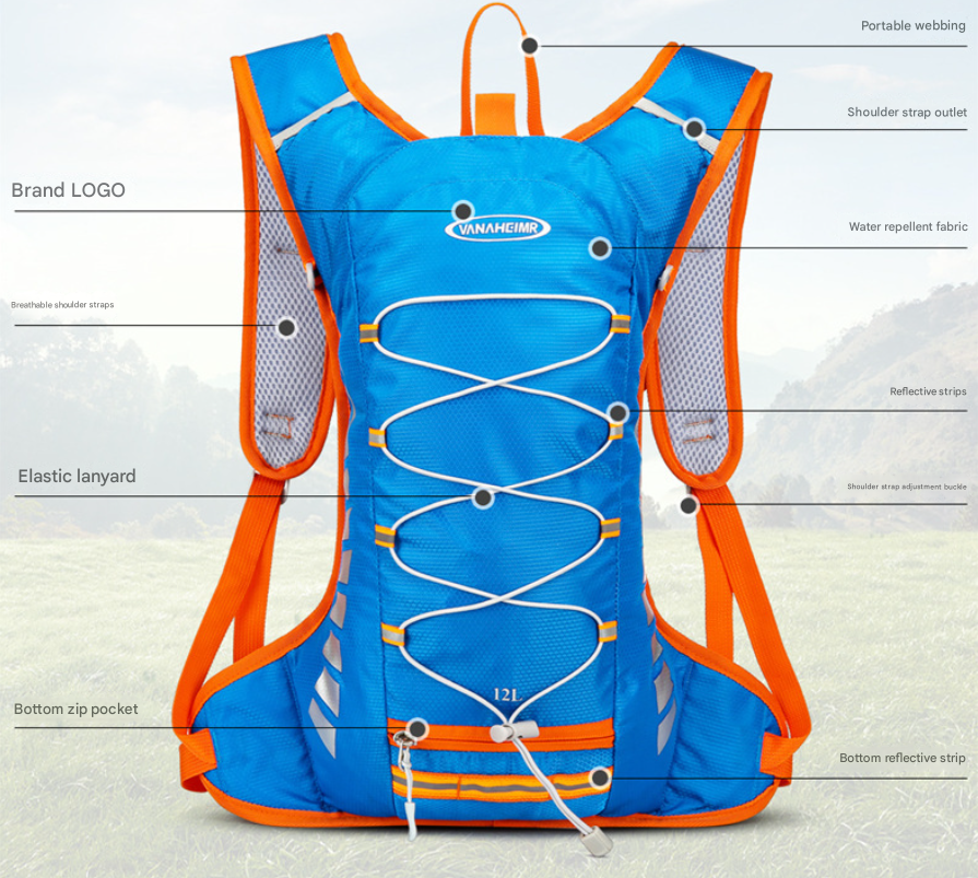 Green Lightweight Outdoor Sports Backpack Breathable Hiking Daypack Compact Running Cycling Bag with Bungee Storage 45cm for Travel - Image 2