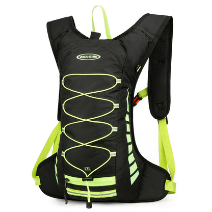 Black-green Lightweight Outdoor Sports Backpack Breathable Hiking Daypack Compact Running Cycling Bag with Bungee Storage 45cm for Travel