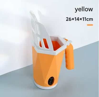 Yellow 2-in-1 Cat Litter Scoop with Attached Waste Bin Integrated Poop Scooper Holder Detachable Kit with 150 Degradable Bags