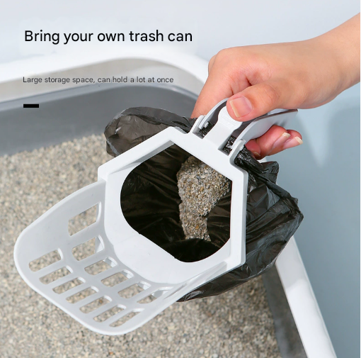 Red 2-in-1 Cat Litter Scoop with Attached Waste Bin Integrated Poop Scooper Holder Detachable Kit with 150 Degradable Bags - Image 4