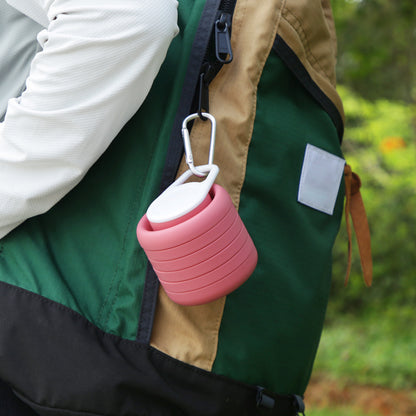 Blue Collapsible Silicone Water Bottle Portable Travel Sports Cup with Carabiner Clip Foldable Design for Camping Hiking & Gym Teal - Image 3