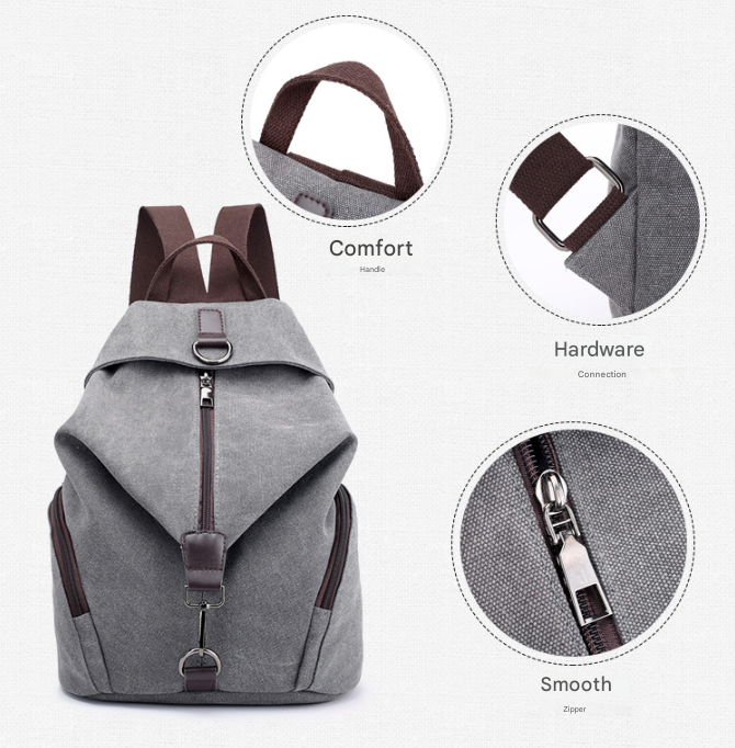 Black Women's Vintage Canvas Backpack Casual Daypack Retro College School Bag Large Capacity Rucksack for Travel Work & Daily Use - Image 3
