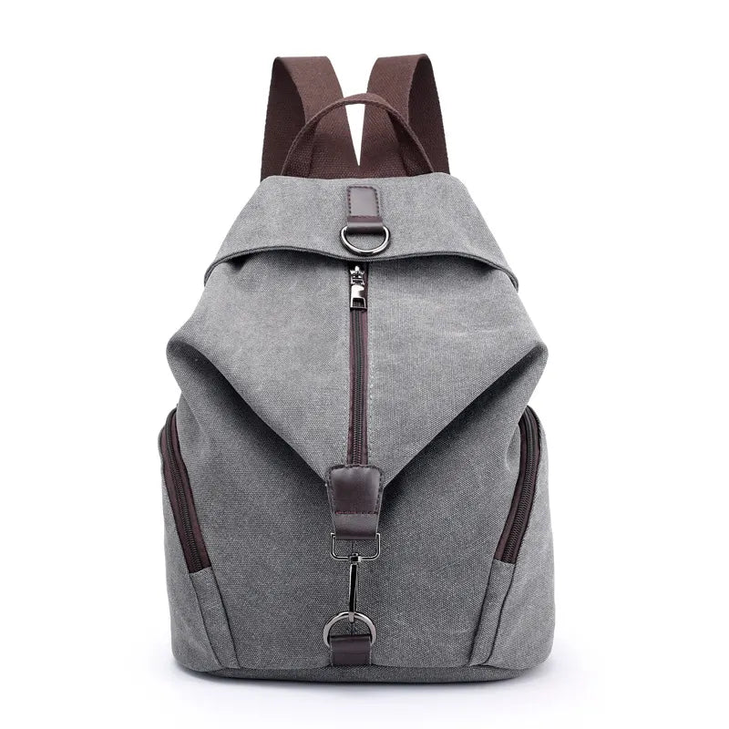 Grey Women's Vintage Canvas Backpack Casual Daypack Retro College School Bag Large Capacity Rucksack for Travel Work & Daily Use